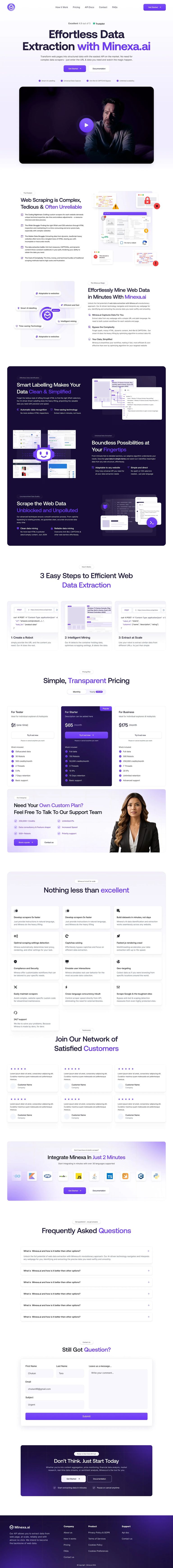 Minexa.ai full-page design