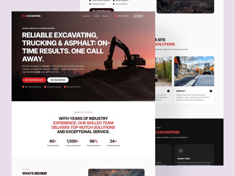 ROE Excavating design mockup
